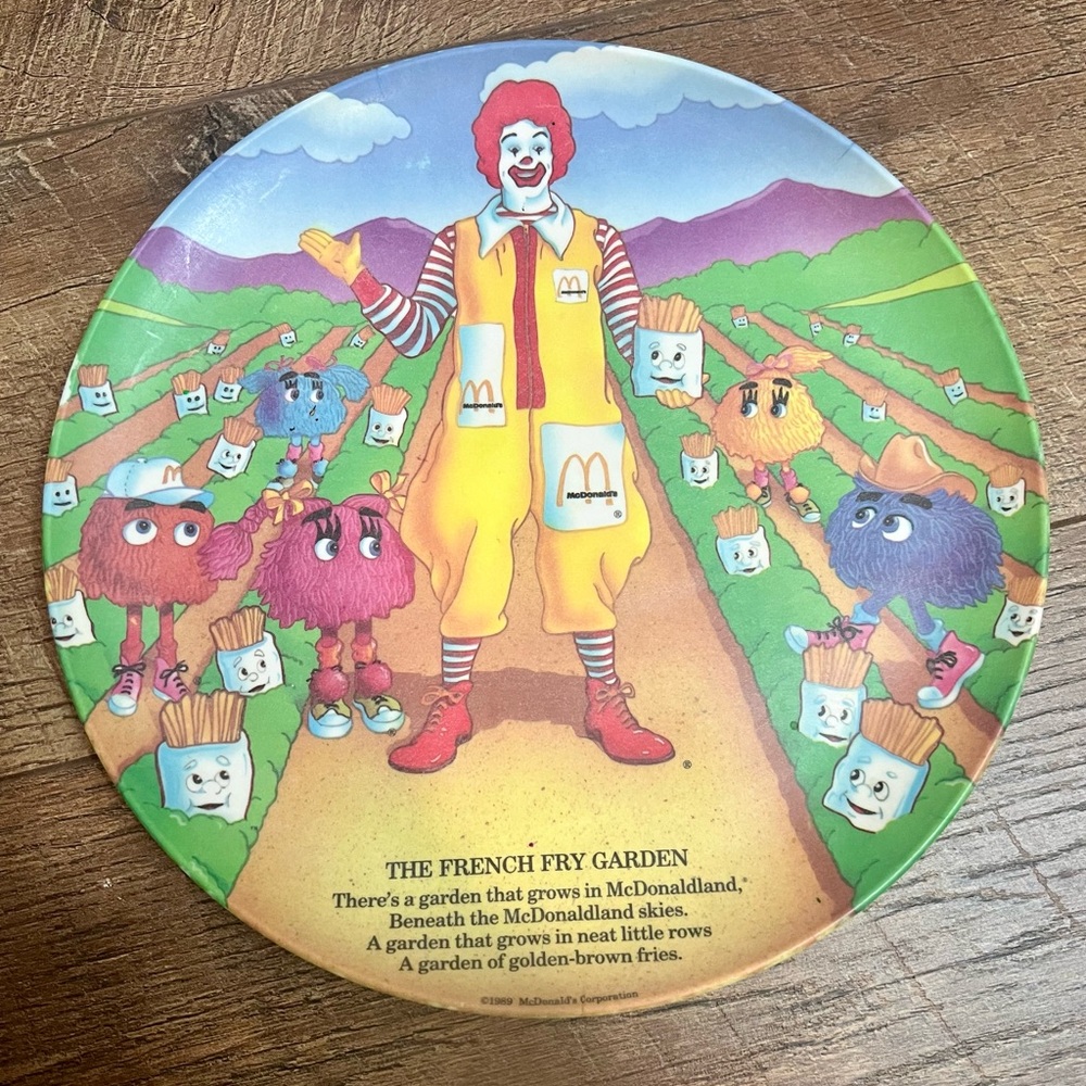 Vintage 1980s McDonald’s Ronald McDonald Fry Garden Melamine Plate